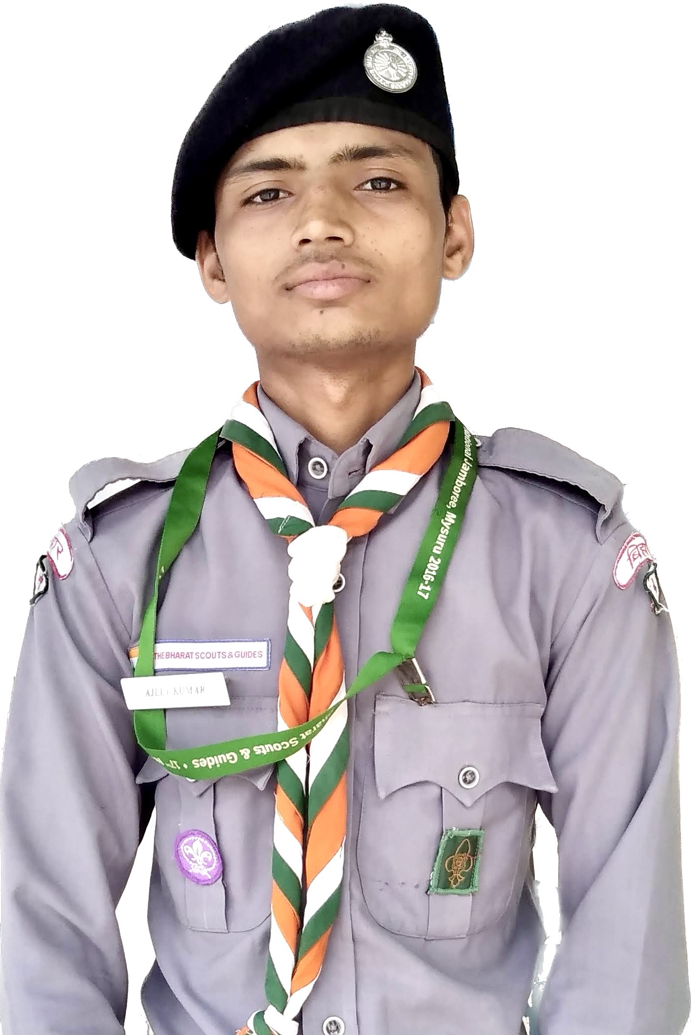 Ajeet Kumar in his Bharat Scouts and Guides uniform